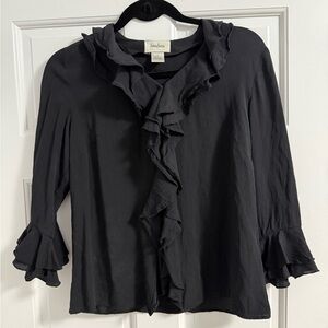 Neiman Marcus Black Ruffle Blouse
